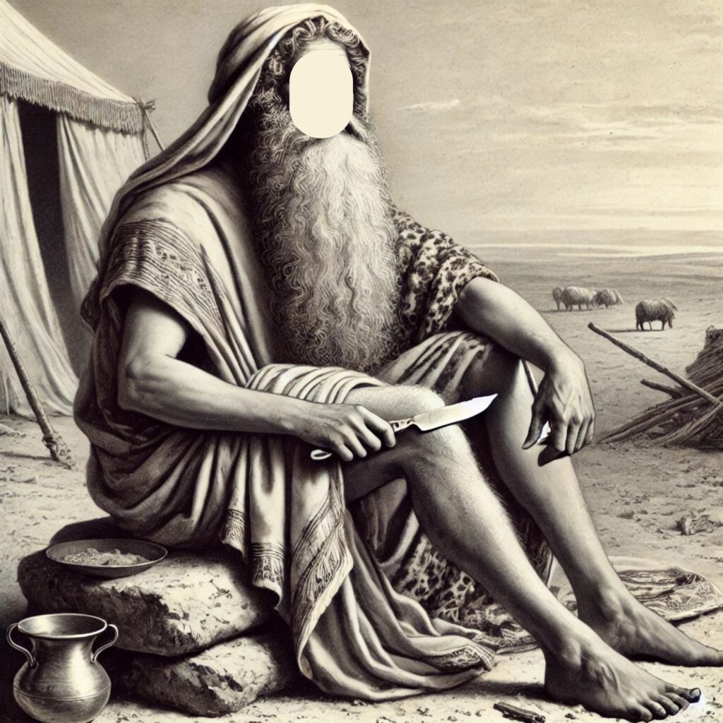 A historical depiction of Abraham preparing to perform the first circumcision.